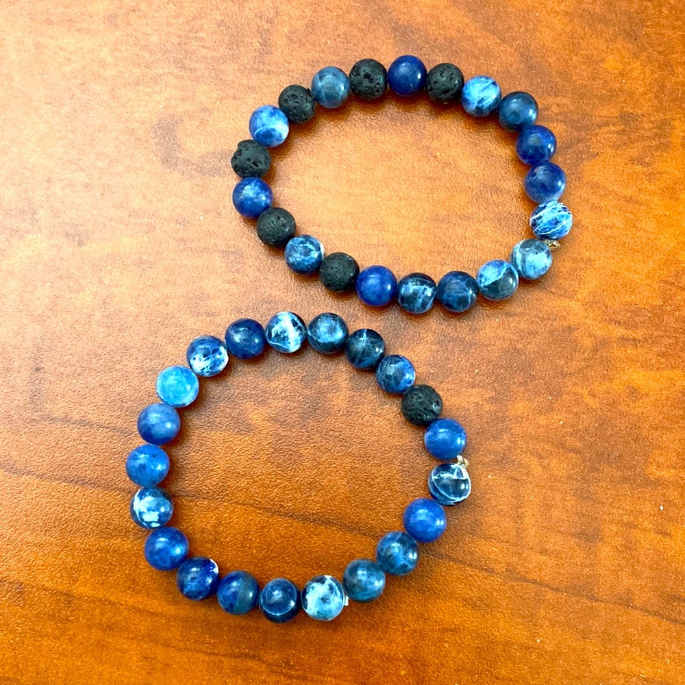 Sodalite & Lava stone Matching Bracelet Set